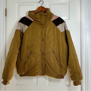 Free People Heidi Tan and Black Ski Puffer Jacket Size Medium